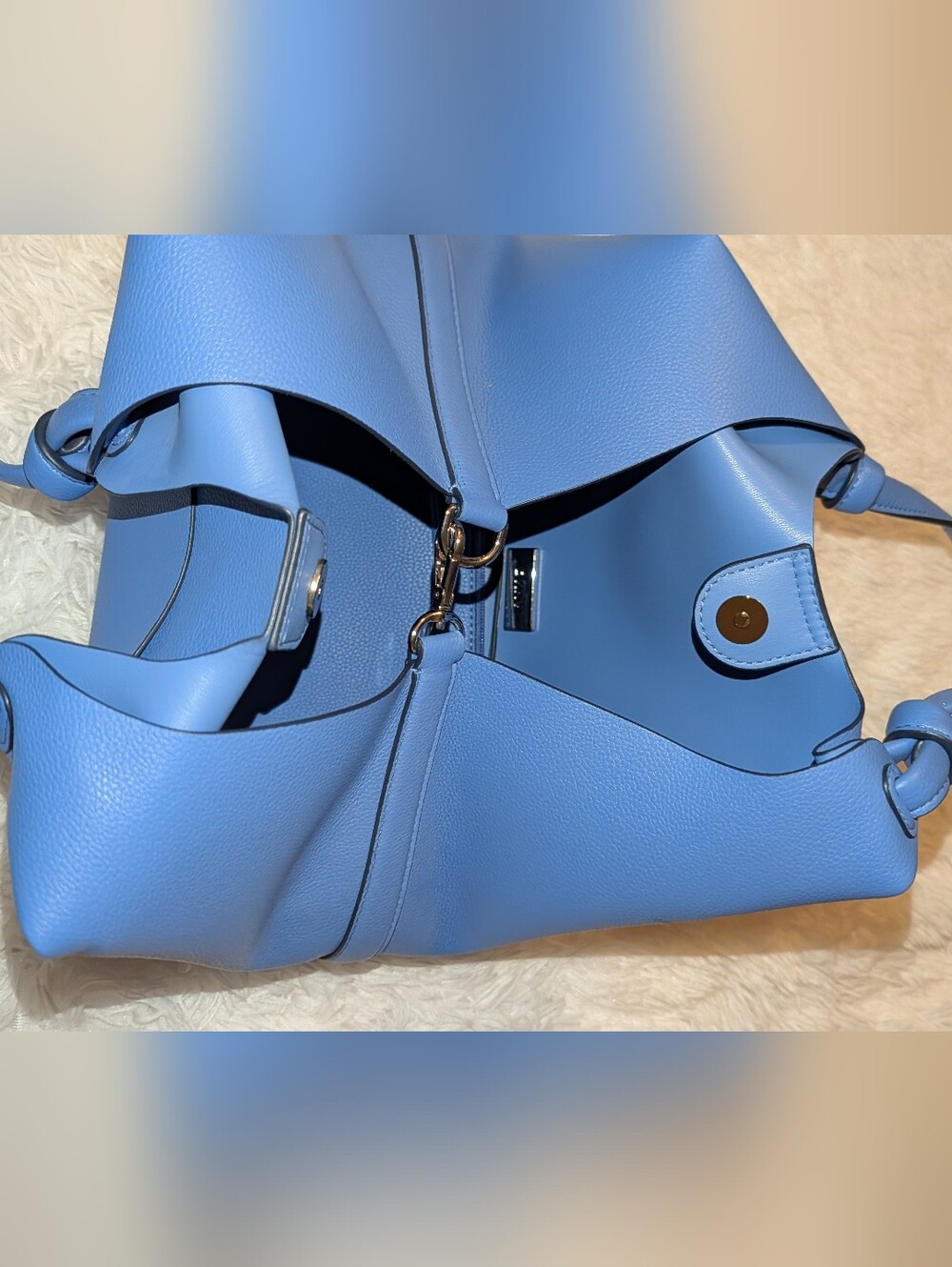 DKNY Paula Commuter Medium Tote With Pouch Blue NWOT - Picture 4 of 11